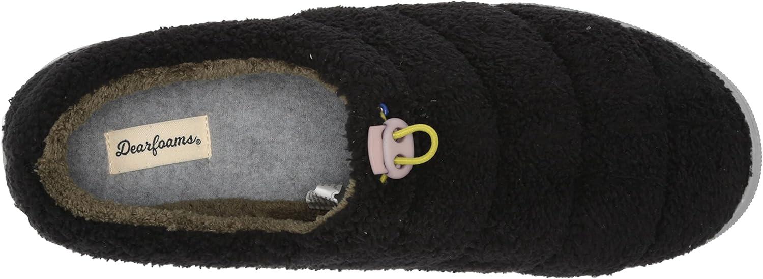 imageDearfoams Mens Tatum Teddy Sport Lounge Clog SlipperBlack