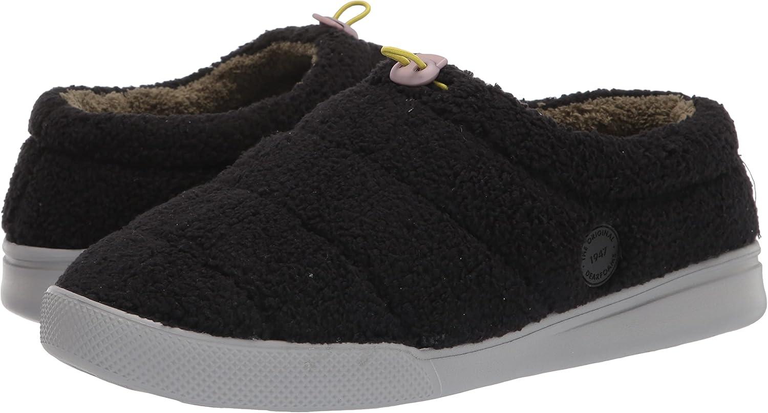 imageDearfoams Mens Tatum Teddy Sport Lounge Clog SlipperBlack