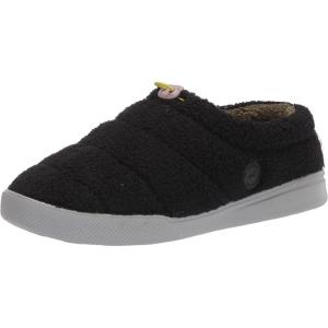 Dearfoams Men’s Tatum Teddy Sport Lounge Clog Slipper(Black)