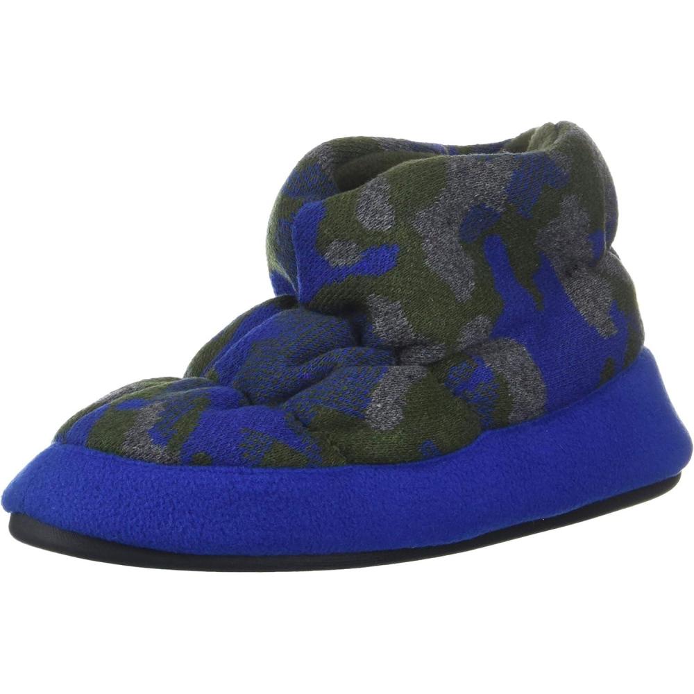 imageDearfoams UnisexChild Kids Camo and Fleece Bootie SlipperOcean Blue