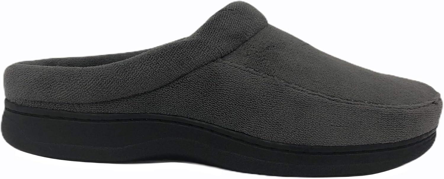 imageDearfoams Mens Microfiber Terry Clog with Memory Foam Slippers Pavement 910Pavement