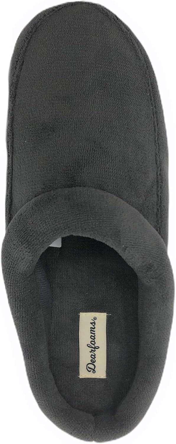 imageDearfoams Mens Microfiber Terry Clog with Memory Foam Slippers Pavement 910Pavement