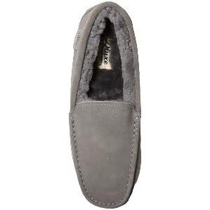 Dearfoams Dluxe Nelson Genuine Shearling Moccasin Slippers Gray (us_footwear_size_system, adult, men, numeric, medium, numeric_12)