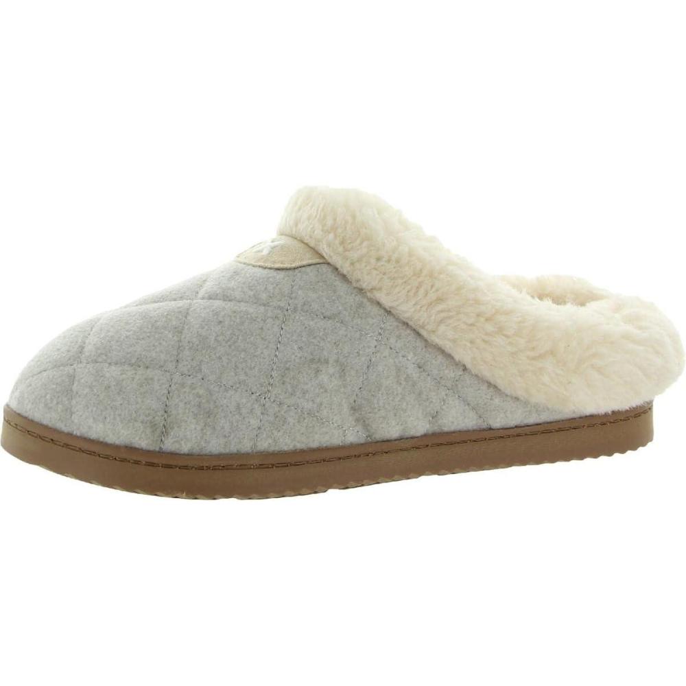 imageDearfoams Womens Quilted SlipOn Slide Slippers Ivory 910 Medium BM