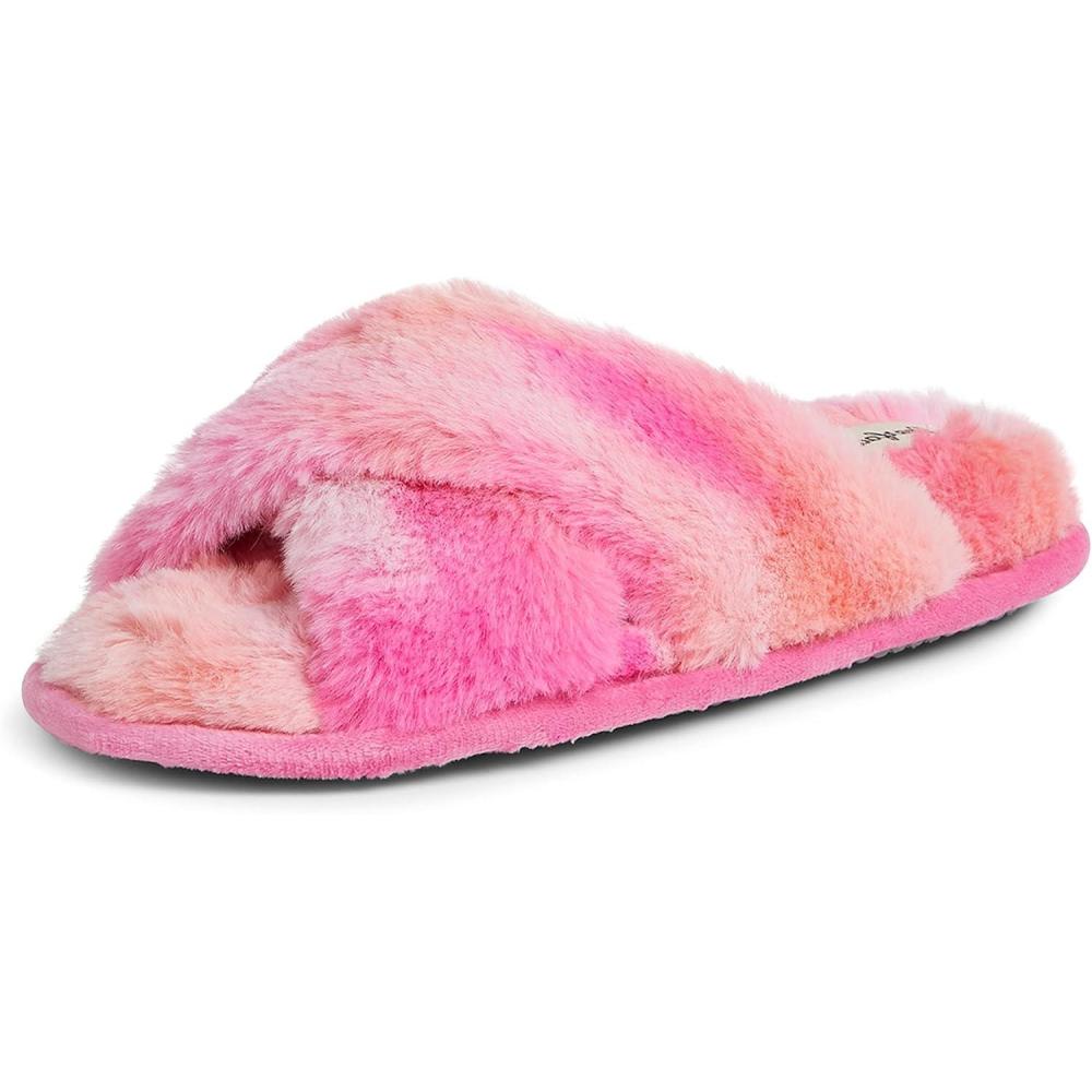 imageDearfoams Womens Acquired Style ampamp Danielle Pheloung Exclusive Memory Foam Jessica Cozy Bow Cross Band Slide SlippersPink Multi Tie Dye
