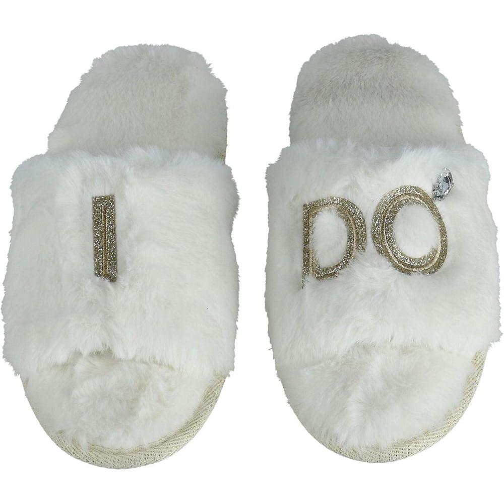 imageDearfoams Womens I Do Bridal Slide Slippers Small 56 White