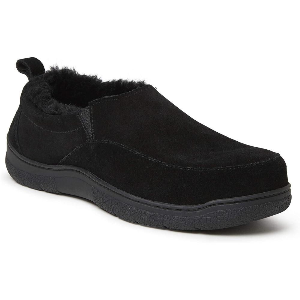 imageDearfoams Mens Suede Closed Back SlipperBlack