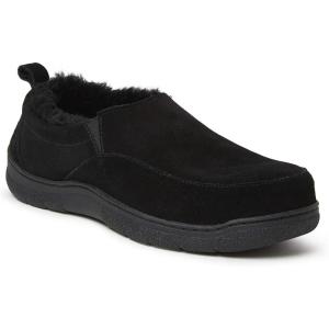 Dearfoams Men’s Suede Closed Back Slipper(Black)