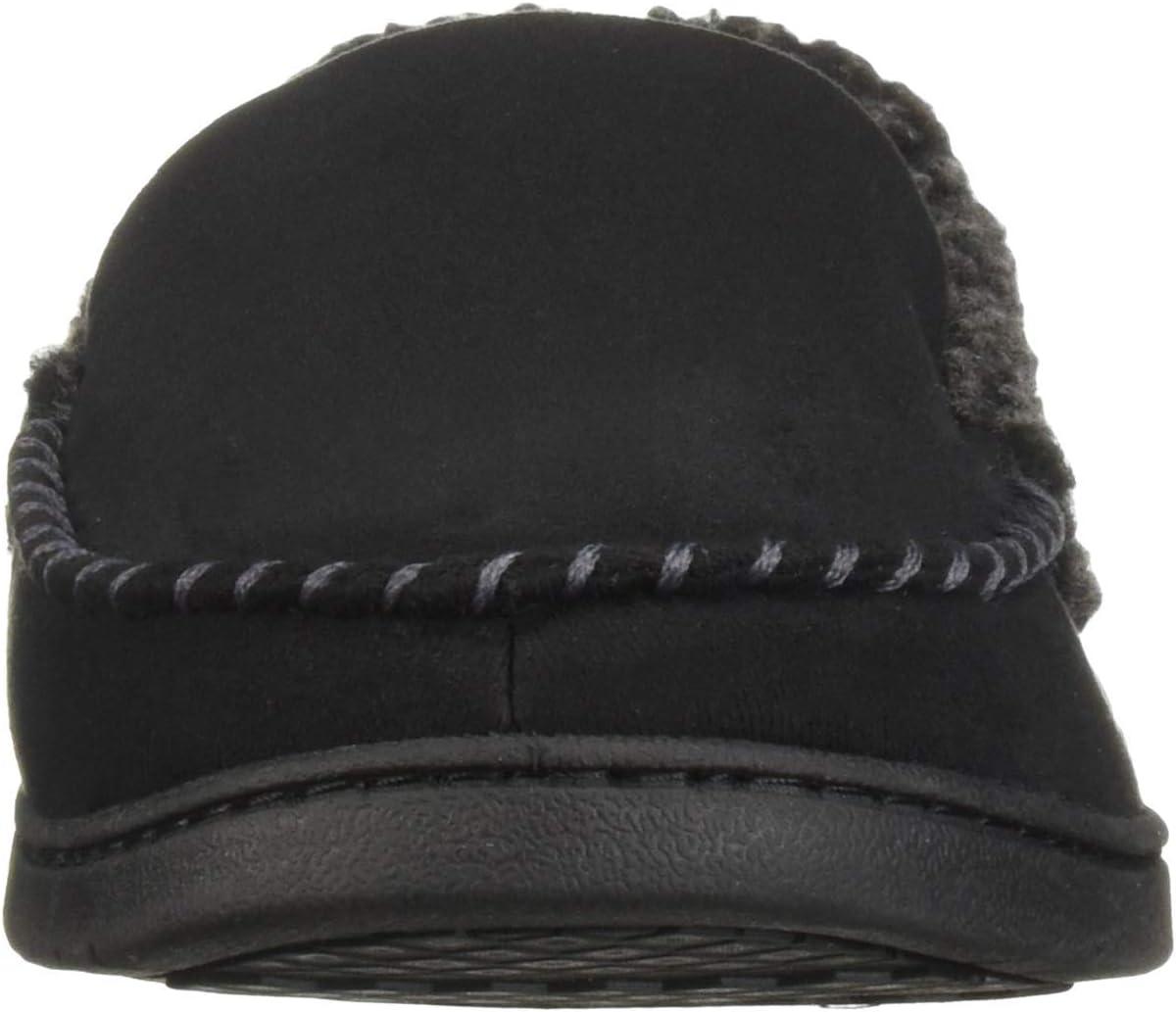 imageDearfoams Mens Microsuede Moc Whipstitch Mem Foam SlipperBlack
