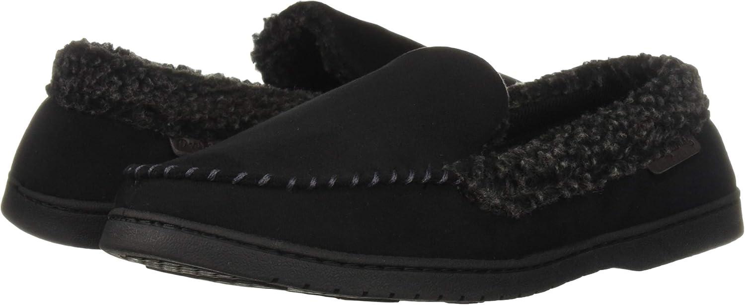imageDearfoams Mens Microsuede Moc Whipstitch Mem Foam SlipperBlack