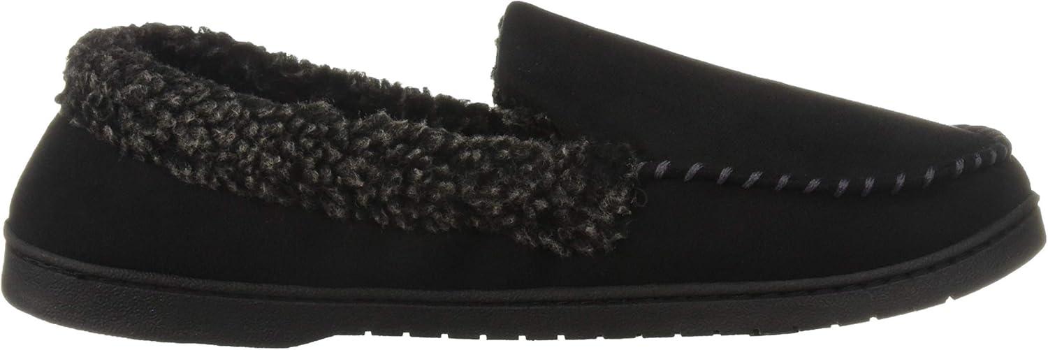 imageDearfoams Mens Microsuede Moc Whipstitch Mem Foam SlipperBlack
