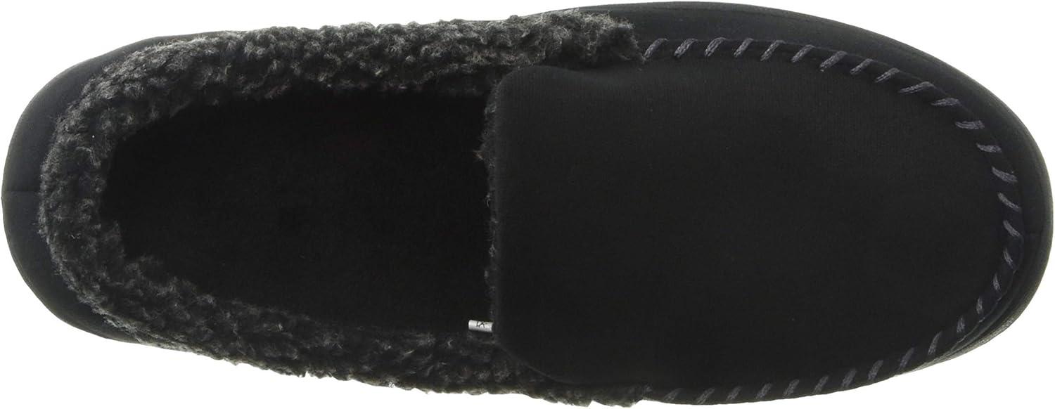 imageDearfoams Mens Microsuede Moc Whipstitch Mem Foam SlipperBlack