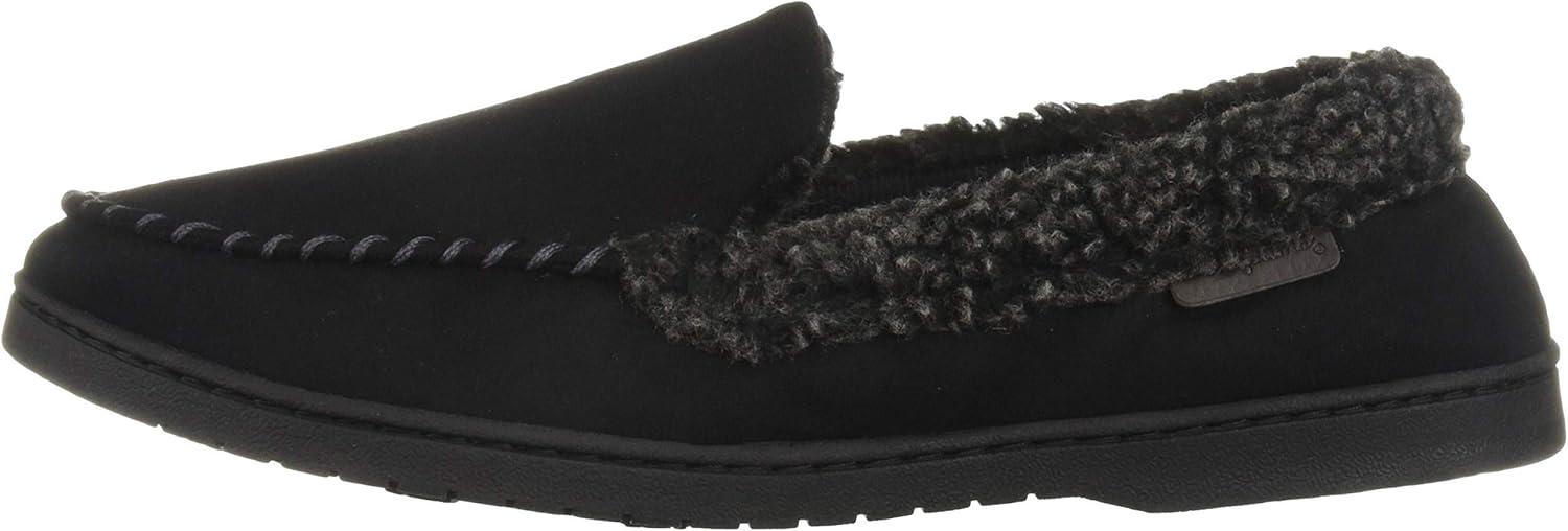 imageDearfoams Mens Microsuede Moc Whipstitch Mem Foam SlipperBlack