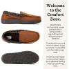 Dearfoams Men’sAlexander Microsuede Moccasin with Berber Casing, CHESTNUT, S