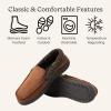 Dearfoams Men’sAlexander Microsuede Moccasin with Berber Casing, CHESTNUT, S