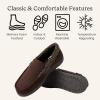 Dearfoams Men’sAlexander Microsuede Moccasin with Berber Casing, COFFEE, S