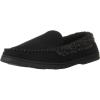 Dearfoams Men’s Microsuede Moc Whipstitch Mem Foam Slipper(Black)