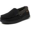 Dearfoams Men’sAlexander Microsuede Moccasin with Berber Casing, BLACK, XL
