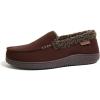 Dearfoams Men’sAlexander Microsuede Moccasin with Berber Casing, COFFEE, S