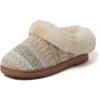 Dearfoams Women’s Memory Foam Cozy Soft House Slippers Gifts for Women Hannah Knit Clog House Shoes(Crème Brulee)