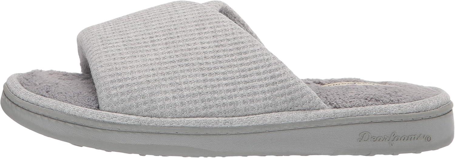 imageDearfoams Womens Camila Waffle Knit Slide SlipperLight Heather Grey