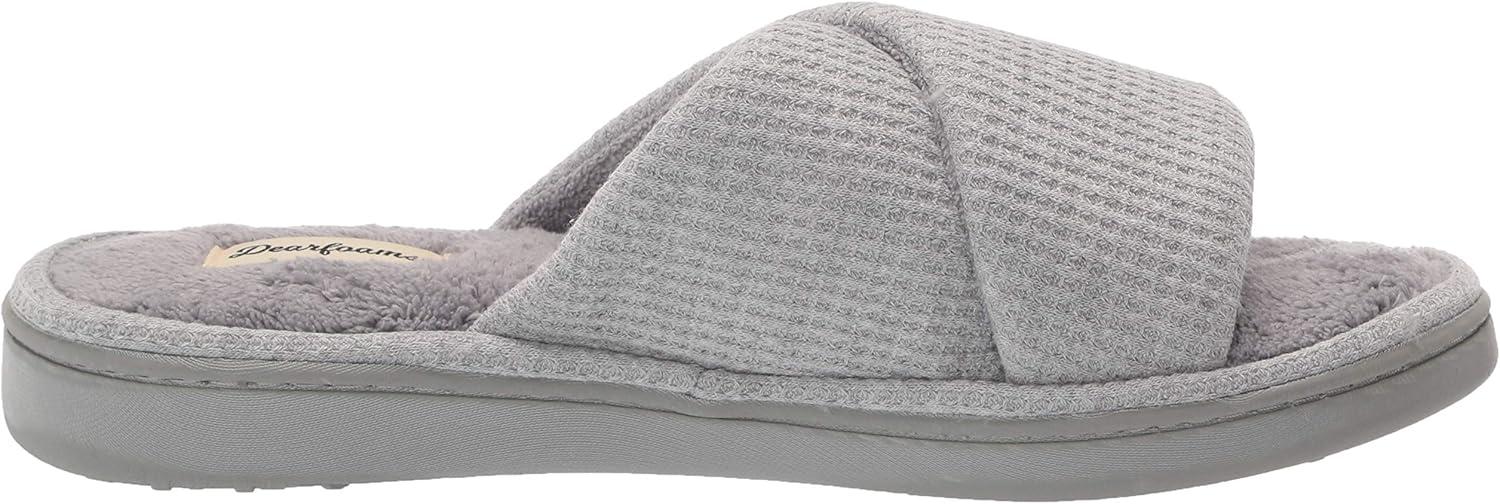 imageDearfoams Womens Camila Waffle Knit Slide SlipperLight Heather Grey