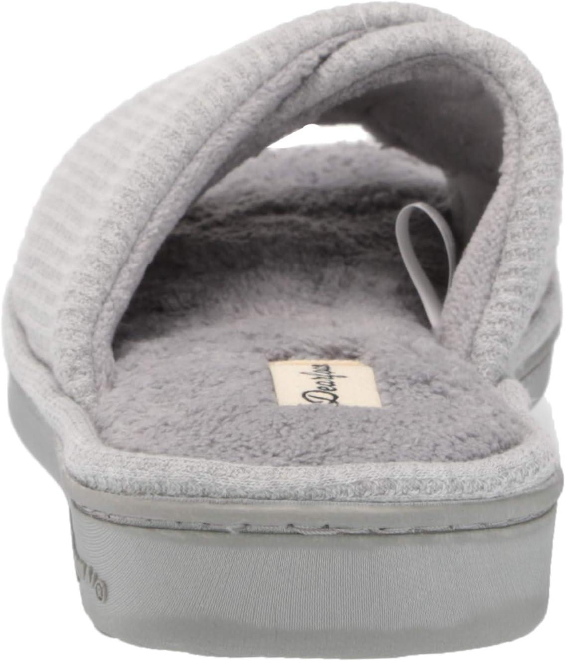 imageDearfoams Womens Camila Waffle Knit Slide SlipperLight Heather Grey