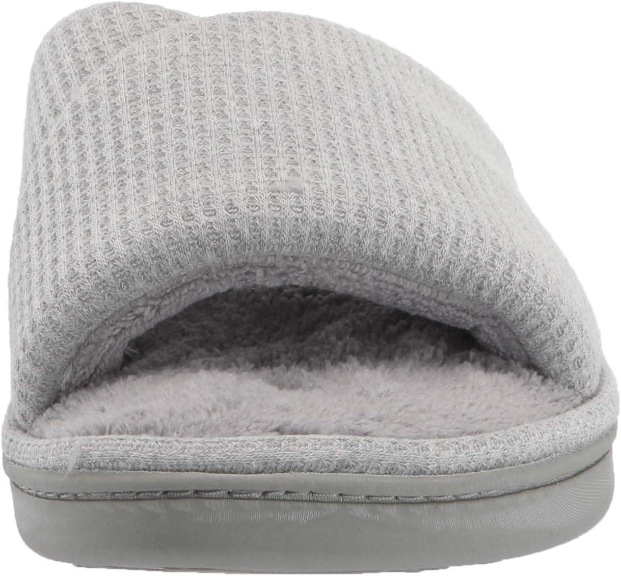 imageDearfoams Womens Camila Waffle Knit Slide SlipperLight Heather Grey