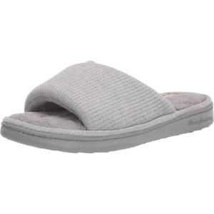 Dearfoams Women’s Camila Waffle Knit Slide Slipper(Light Heather Grey)