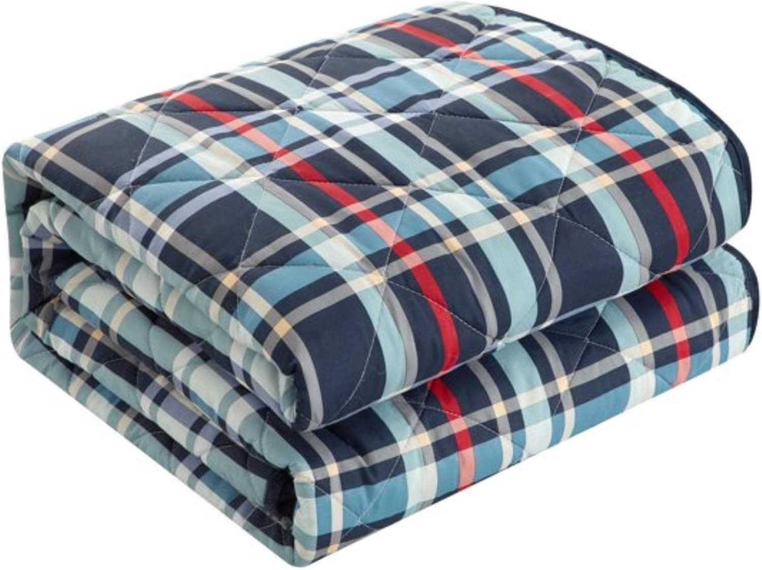 imageDearfoams Super Soft Quilt Set with Diamond Stitching Reindeer FullQueenBlue