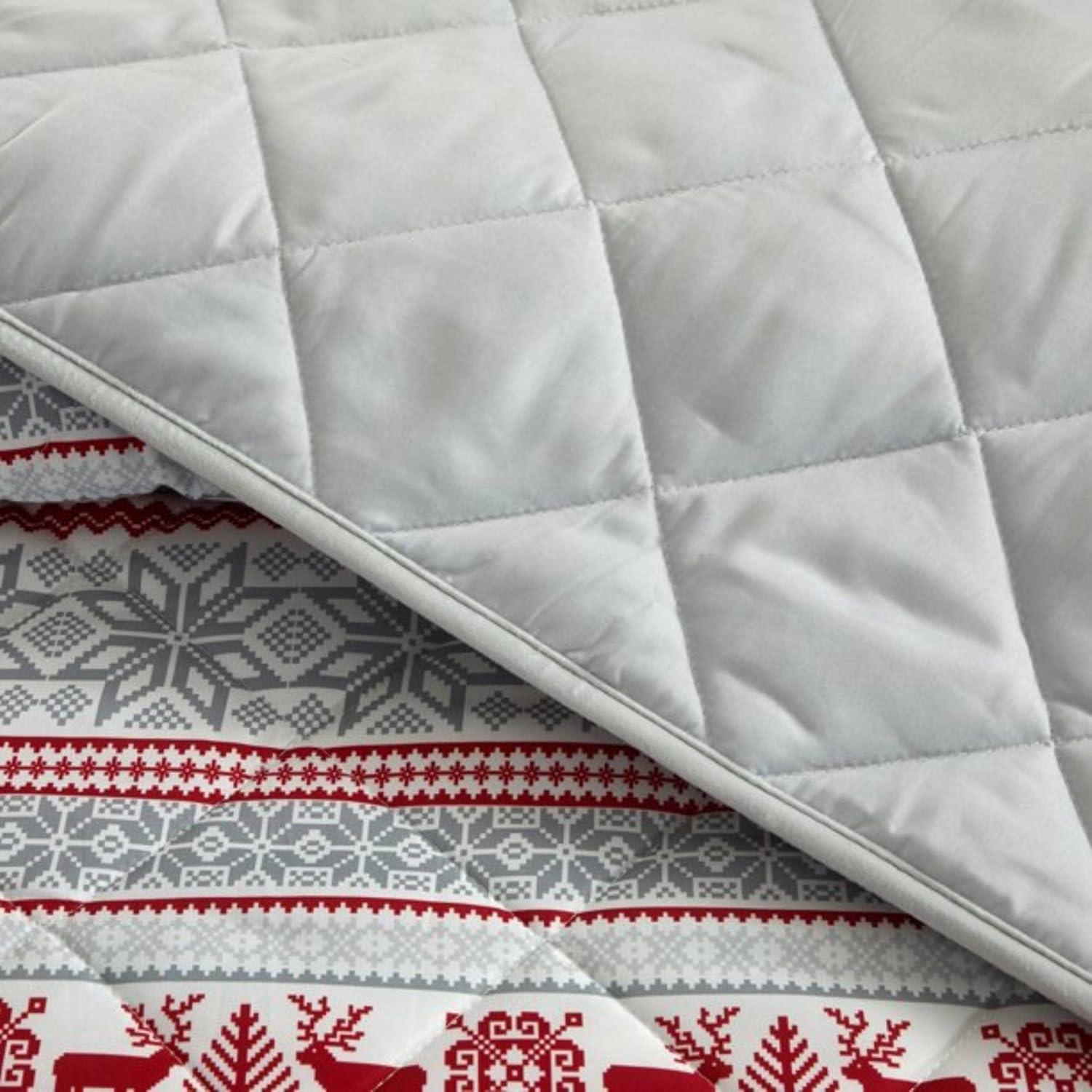 imageDearfoams Super Soft Quilt Set with Diamond Stitching Reindeer FullQueenMulticolor