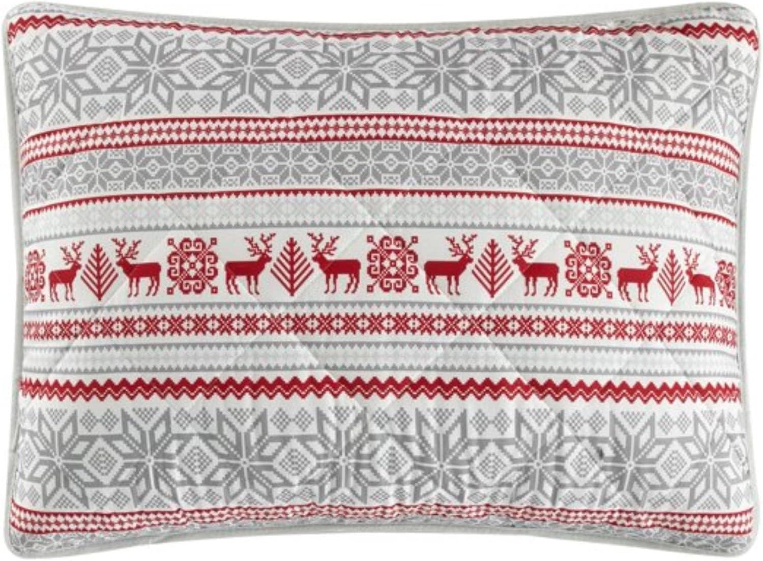 imageDearfoams Super Soft Quilt Set with Diamond Stitching Reindeer FullQueenMulticolor
