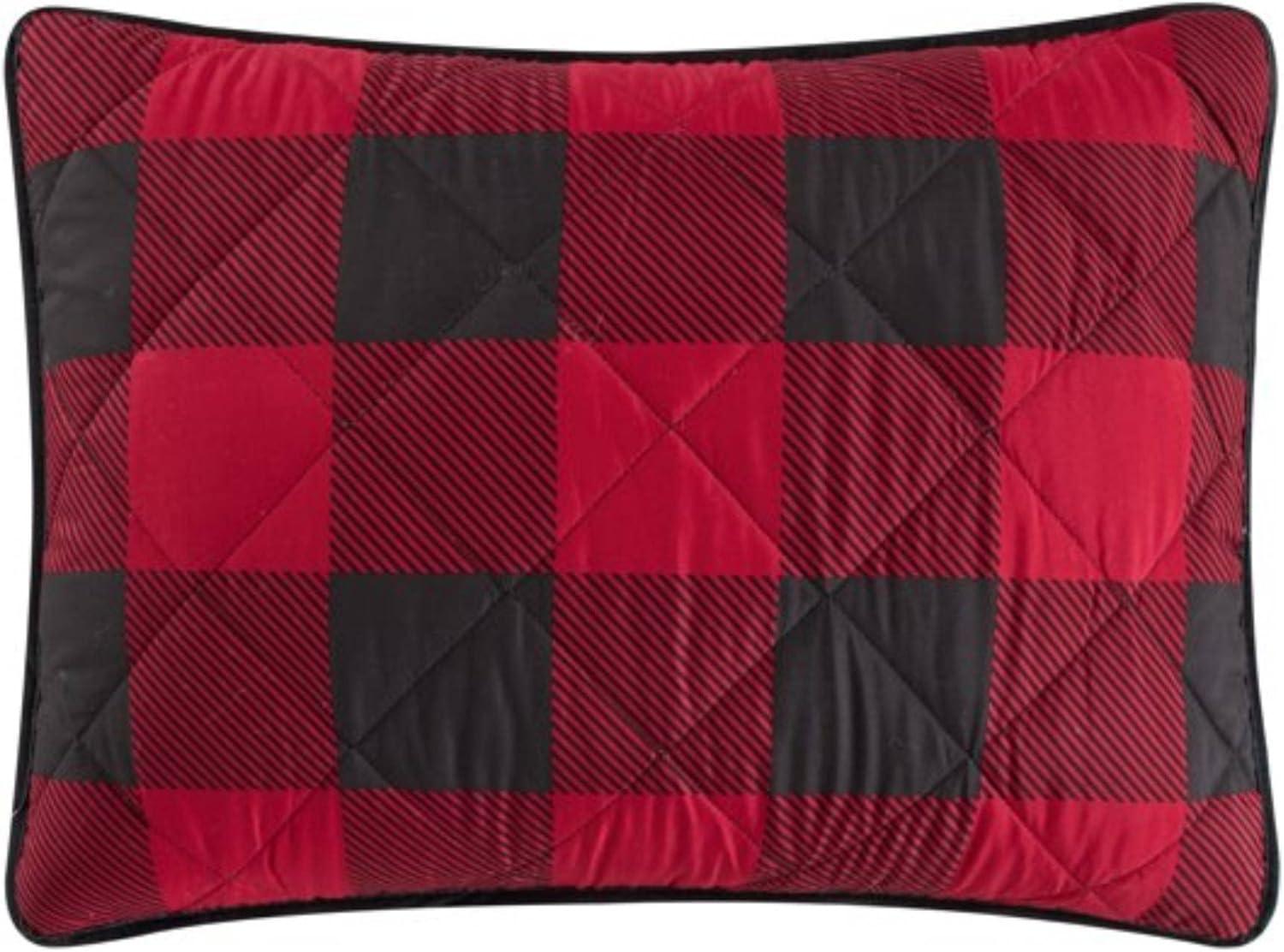 imageDearfoams Super Soft Quilt Set with Diamond Stitching Reindeer FullQueenRed