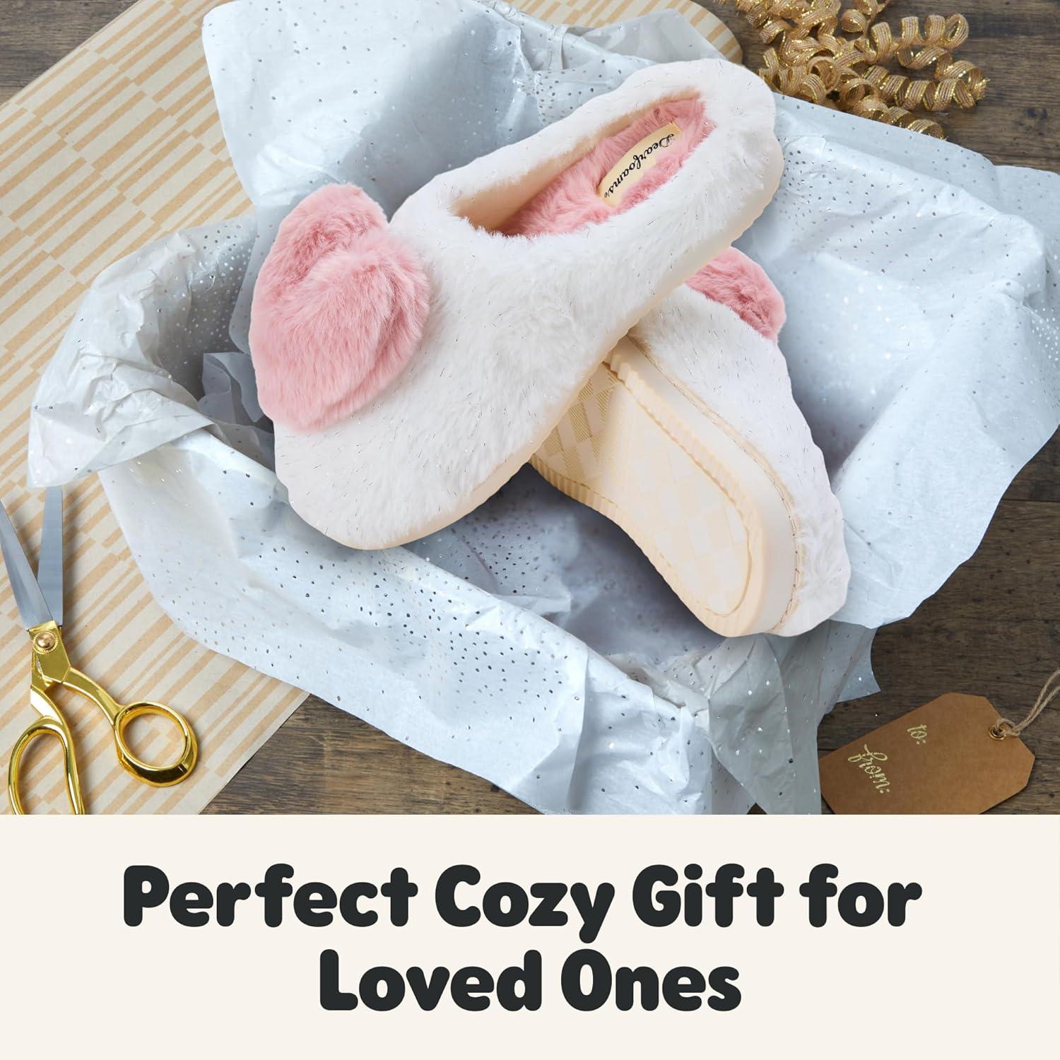 imageDearfoams womens Cozy Rosie Cuties Plush Fuzzy Giftable House Shoes With Memory FoamLovely