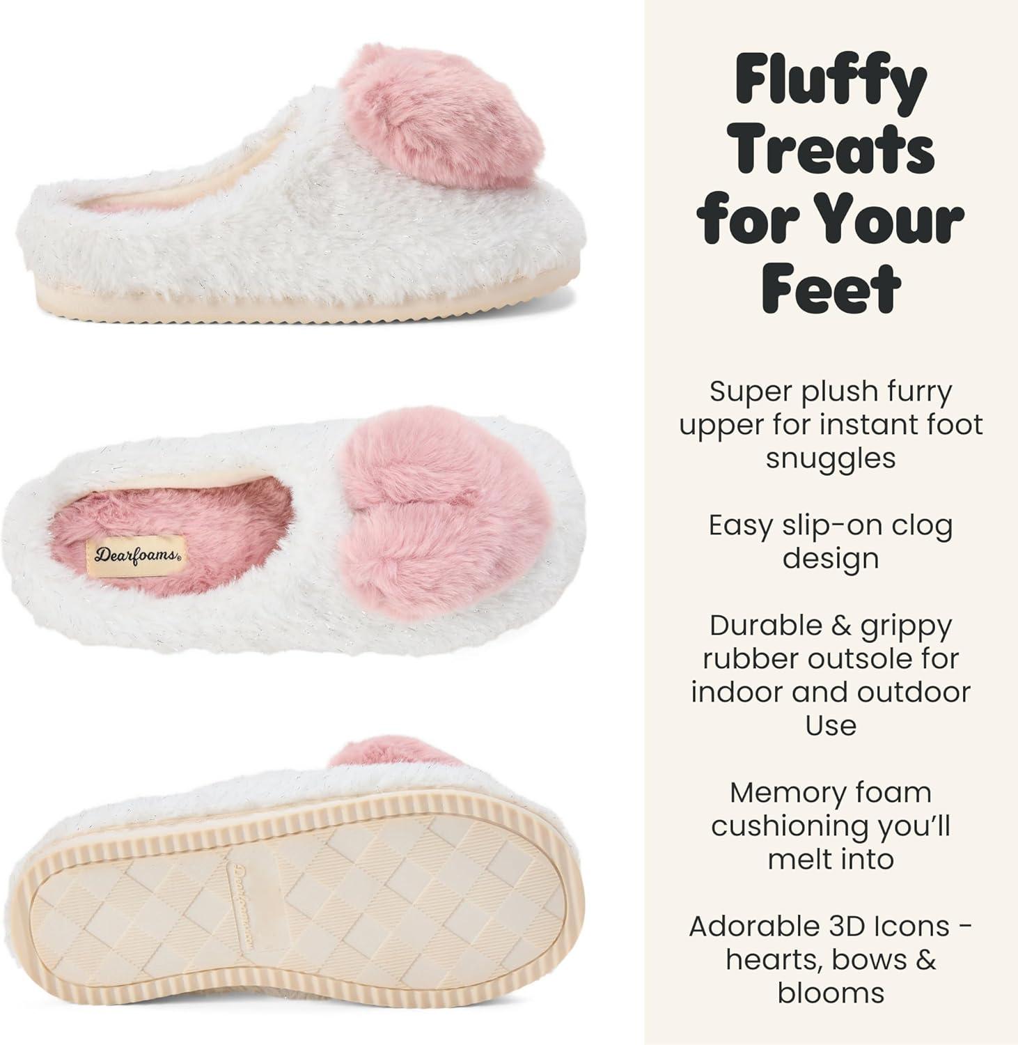 imageDearfoams womens Cozy Rosie Cuties Plush Fuzzy Giftable House Shoes With Memory FoamLovely