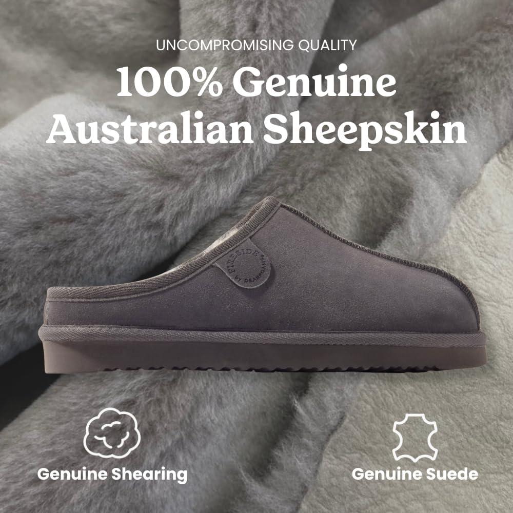imageFireside by Dearfoams Womens Greta Genuine Shearling Clog Slippers 100 Natural Suede Clogs for Outdoor amp IndoorGrey
