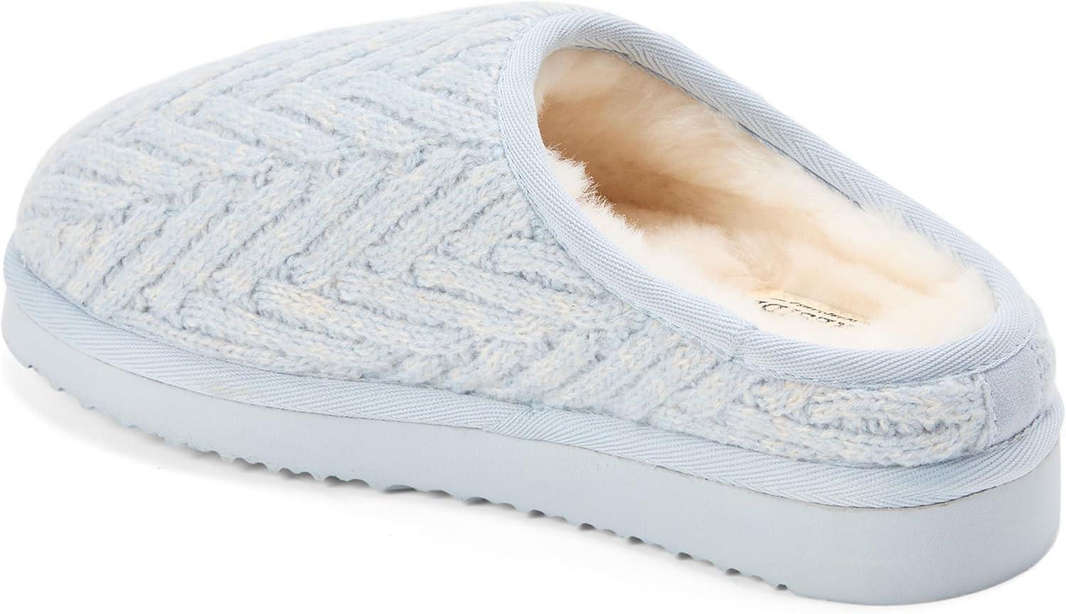 imageFireside by Dearfoams Womens Greta Genuine Shearling Clog Slippers 100 Natural Suede Clogs for Outdoor amp IndoorLight Blue