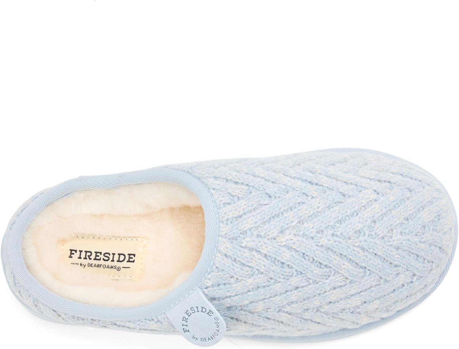 imageFireside by Dearfoams Womens Greta Genuine Shearling Clog Slippers 100 Natural Suede Clogs for Outdoor amp IndoorLight Blue