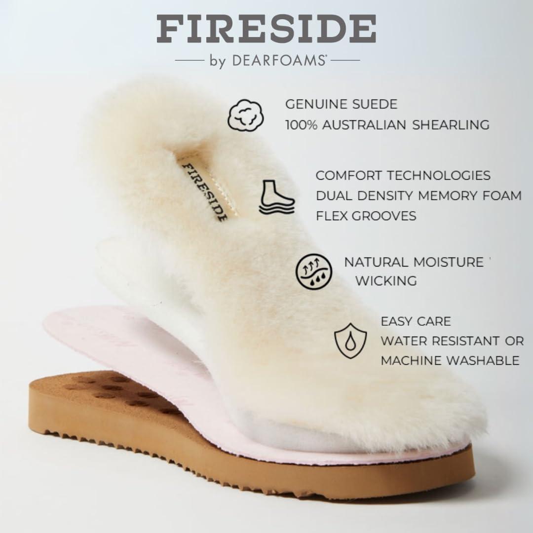 imageFireside by Dearfoams Womens Greta Genuine Shearling Clog Slippers 100 Natural Suede Clogs for Outdoor amp IndoorMystic Purple Taping