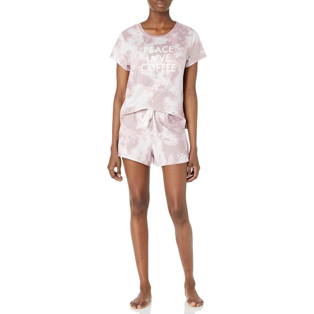 imageDearfoams Womens 2piece Pajama Set Soft amp Comfortable Nightwear for Adults Top amp Bottom DuoPeace Love Coffee