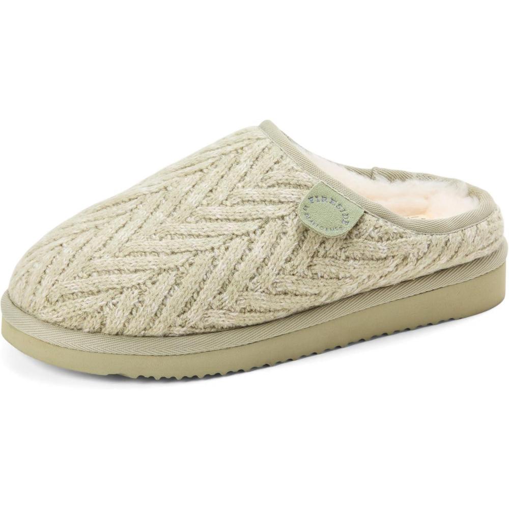 imageFireside by Dearfoams Womens Greta Genuine Shearling Clog Slippers 100 Natural Suede Clogs for Outdoor amp IndoorSeagrass