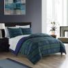 Dearfoams 7 Piece Super Soft Bed in a Bag Bedding Set, Black and White, Queen(Blue Tartan)