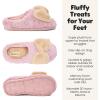 Dearfoams womens Cozy Rosie Cuties Plush Fuzzy Giftable House Shoes With Memory Foam(Pink Bow)