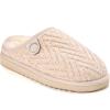 Fireside by Dearfoams Women’s Greta Genuine Shearling Clog Slippers, 100% Natural Suede Clogs for Outdoor & Indoor(Bone Knit)