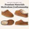 Fireside by Dearfoams Women’s Greta Genuine Shearling Clog Slippers, 100% Natural Suede Clogs for Outdoor & Indoor(Chestnut Taping)