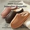 Fireside by Dearfoams Women’s Greta Genuine Shearling Clog Slippers, 100% Natural Suede Clogs for Outdoor & Indoor(Driftwood)
