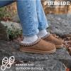 Fireside by Dearfoams Women’s Greta Genuine Shearling Clog Slippers, 100% Natural Suede Clogs for Outdoor & Indoor(Mystic Purple Taping)