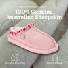 Fireside by Dearfoams Women’s Greta Genuine Shearling Clog Slippers, 100% Natural Suede Clogs for Outdoor & Indoor(Pink Hearts)