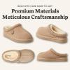 Fireside by Dearfoams Women’s Greta Genuine Shearling Clog Slippers, 100% Natural Suede Clogs for Outdoor & Indoor(Sand Taping)