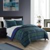 Dearfoams 7 Piece Super Soft Bed in a Bag Bedding Set, Black and White, Queen(Blue Tartan)